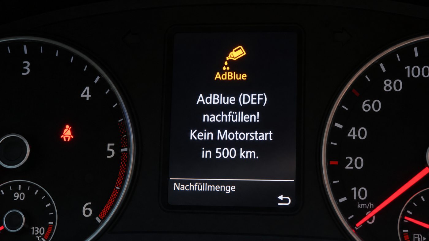 AdBlue leer: Was die Warnung bedeutet und was Nachfüllen kostet